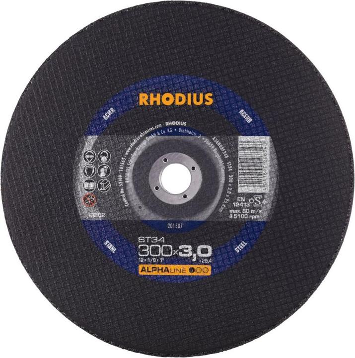 Rhodius Disque à tronçonner stationnaire ST34 | Ø 300 x 3,0 x 25,40mm Forme 41 UE : 10