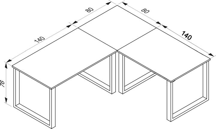 Produktbild VCM Eckschreibtisch Lona Tiefe 80 cm U Alu Silber (220 x 80 x 76 cm)