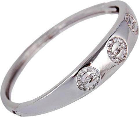 Immagine prodotto Hermex LUSSO Bracciale Bangle Placcato Platino Charms Zirconia - Platino (Lega di rame-nichel)