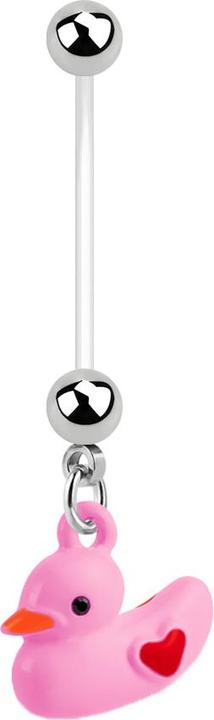 Image du produit Star Piercing Banane grossesse avec canard rose (sans laiton, Bioflex, Acier chirurgical 316L)