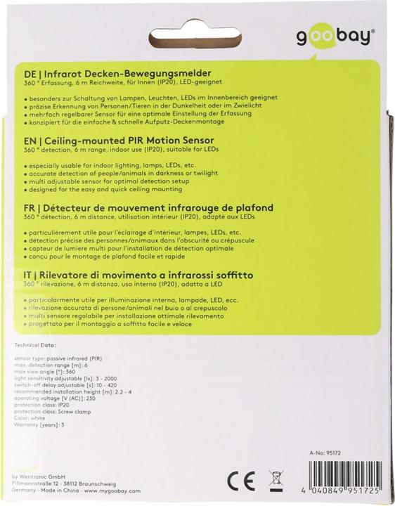 Produktbild Goobay PIR 360° bis 6m (6 m)