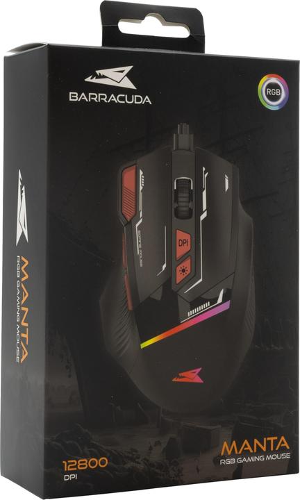 Actual product image Baracuda Gaming Mouse MANTA, 8D, 12800 dpi,Black (BGM-041) (Cable)