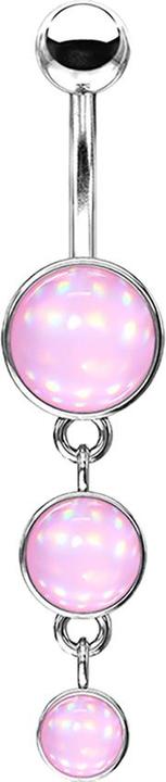 Image du produit Star Piercing Banane argent avec pendentif trois boucliers pierre époxy rose (Laiton, Acier chirurgical 316L)