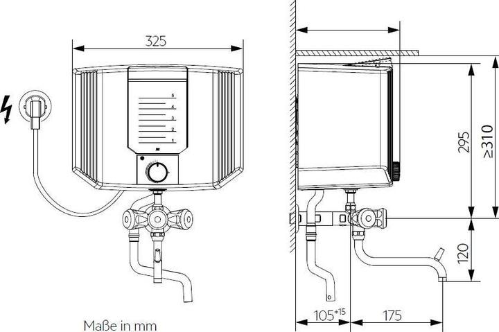 Nutritional values and ingredients AEG Haustechnik Thermofix KL boiling water unit, plastic, 5 litres, three-handle fill and drain fitting