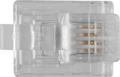 Image du produit Connecteur modulaire RJ11 (6P/4C) pour câble rond avec conducteurs torsadés. Unité : Sac 25 pcs