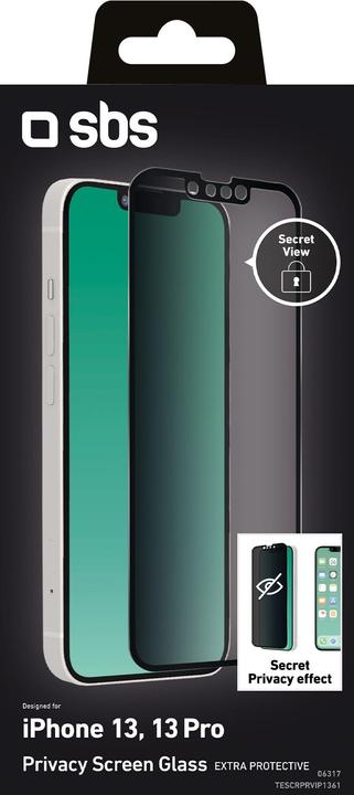 Immagine prodotto SBS Protezione dello schermo in vetro Full Cover Privacy (1 Pezzo/i, Apple iPhone 13, Apple iPhone 13 Pro)