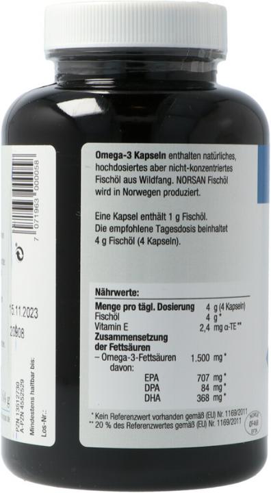 Nährwerte und Zutaten Norsan Omega-3 Fischöl (120 Stück, Kapseln, 254 g)