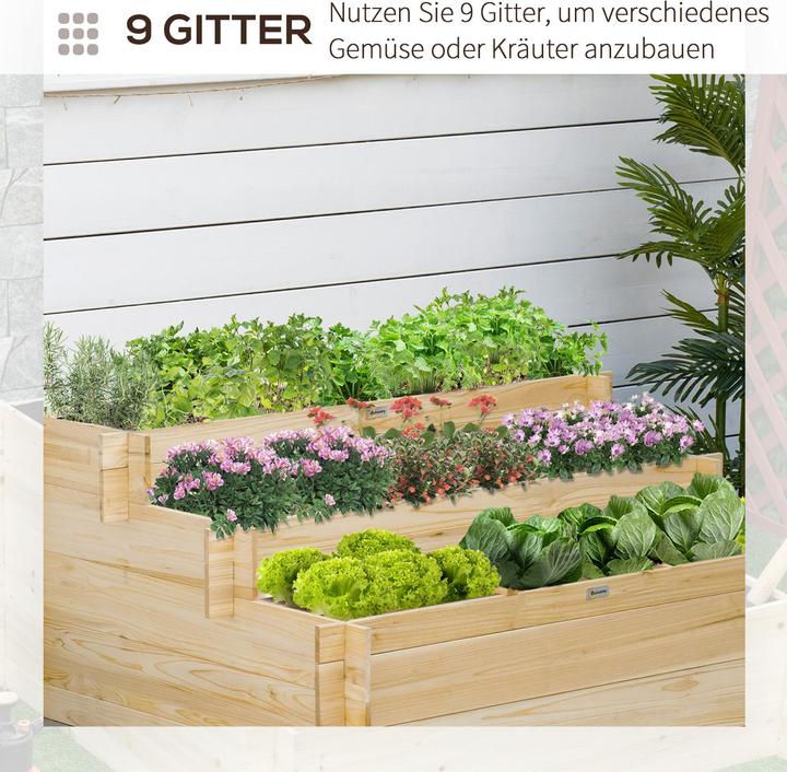 Actual product image Outsunny Treppenbeet mit 9 voneinander abgegrenzten Bereichen
