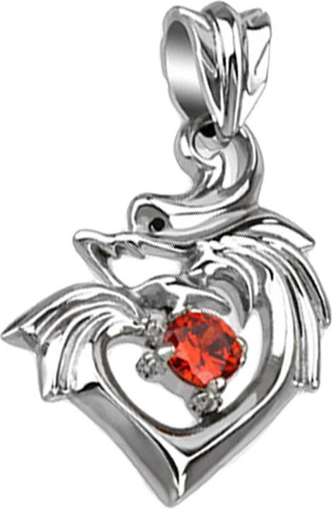Produktbild Star Piercing Anhänger silber Drachen Herz mit Kristall (Chirurgenstahl)