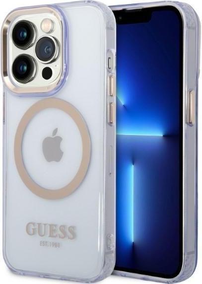 Produktbild Guess GUHMP14LHTCMU iPhone 14 Pro 6.1" purpurowy/purple hard case Gold Outline Translucent MagSafe (Apple iPhone 14 Pro)