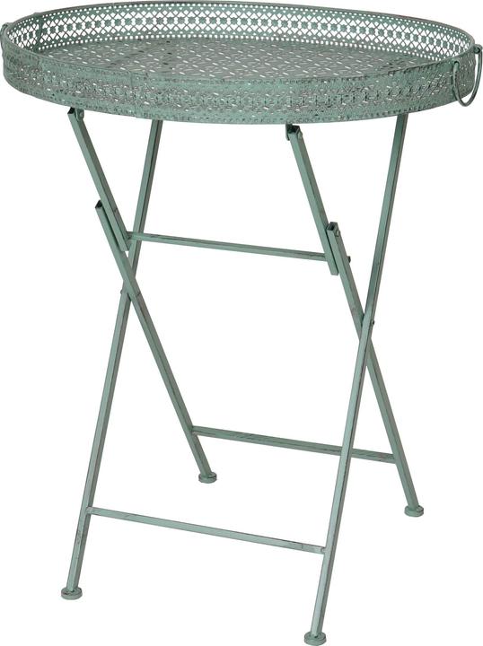 Immagine prodotto Mendler Tavolo pieghevole, tavolo da giardino, pieghevole in metallo verde antico (60 cm)