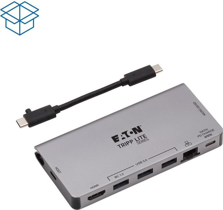 Produktbild Eaton USB-C Dock - 4K HDMI USB 3.2 Gen 1 USB-A Hub GbE Memory Card 100W PD Charging Detach (USB-C, 4 Ports)