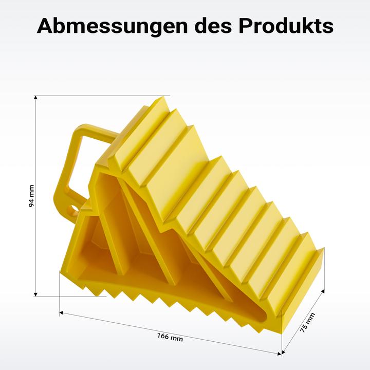 Produktbild Wiltec 2x Unterlegkeile 166x75x94mm Bremskeil 2t Anhänger Wohnmobil Hemmschuh