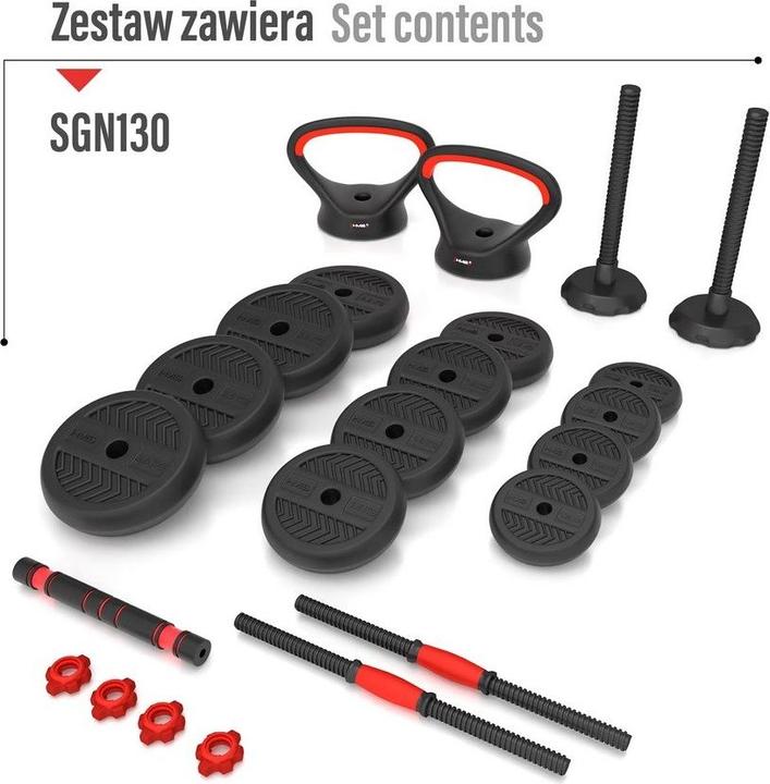 Produktbild HMS 6IN1 WEIGHT SET SGN130 (BARBELL DUMBBELL AND KETTLEBELL) 30KG (1 x 120 kg)