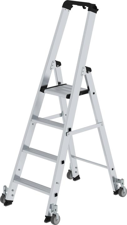 Produktbild Munk Stufen-Stehleiter einseitig begehbar mit Rollen 4 Stufen (Stehleiter, 30 cm)
