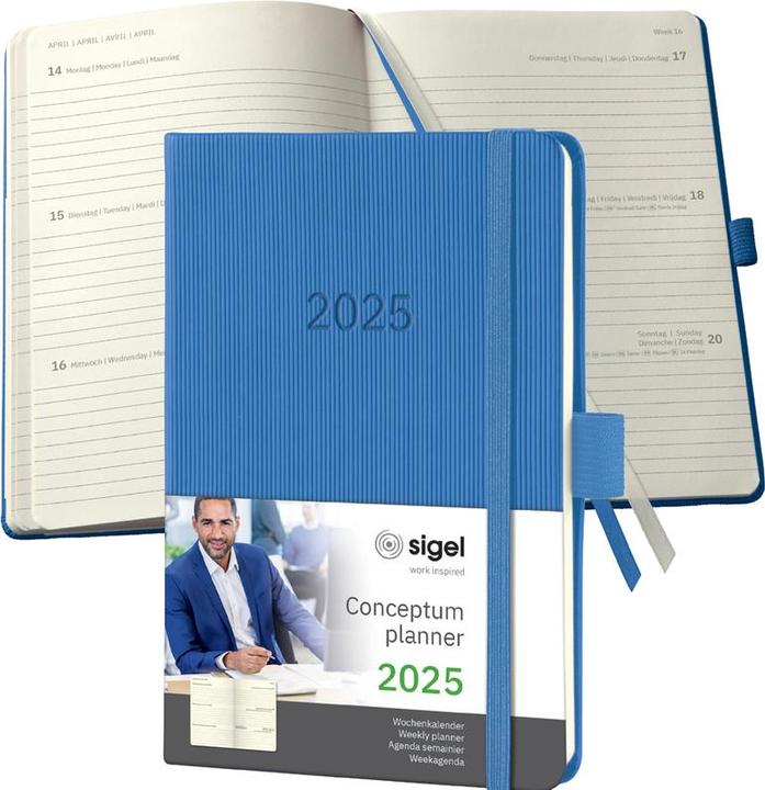 Actual product image Sigel Weekly calendar 2025 C2569 1W/2S blue 15.1x10.8cm (108 x 151 mm, German)