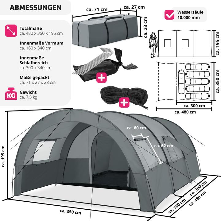 Actual product image tectake Roskilde (Tunnel tent, 7.50 kg, 6 persons)