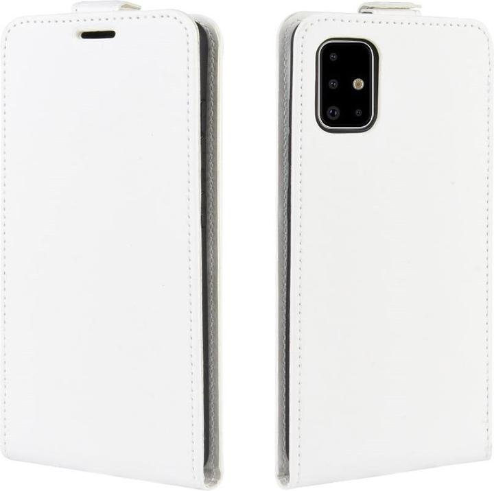 Produktbild Cover-Discount Galaxy A71 - Klassisches Leder Flip Case vertikal weiss (Samsung Galaxy A71)