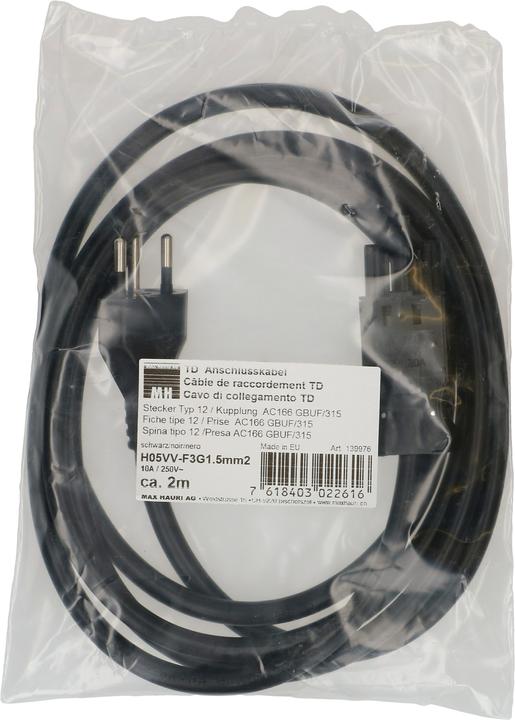 Actual product image Max Hauri Adels TD connection cable H05VV-F3G1.5 type 12 / AC 166 GBUF/315 (2 m)
