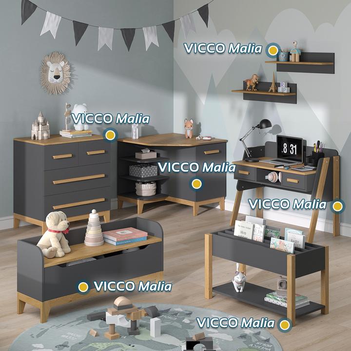Actual product image VitaliSpa Wickelkommode Malia, Grau/Eiche, 85 x 85.2 cm mit Tür