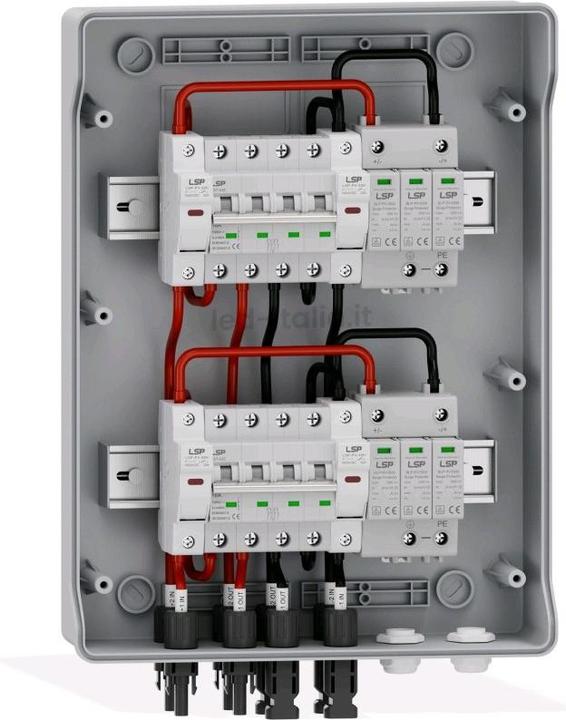 Actual product image V-TAC DC field panel 2 strings 2 MPPT 1000 VDC 16 A with IP65 switch panel 18 LSP modules