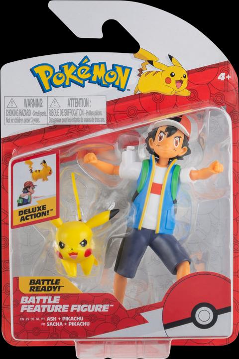 Image du produit Jazwares Pokémon : Ash+Pikachu - Figurine Battle Feature 10 cm