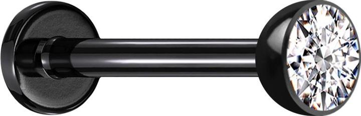 Produktbild Star Piercing Micro Threadless Labret schwarz Halbkugel mit Kristall silber (Titan G23, ohne Messing)