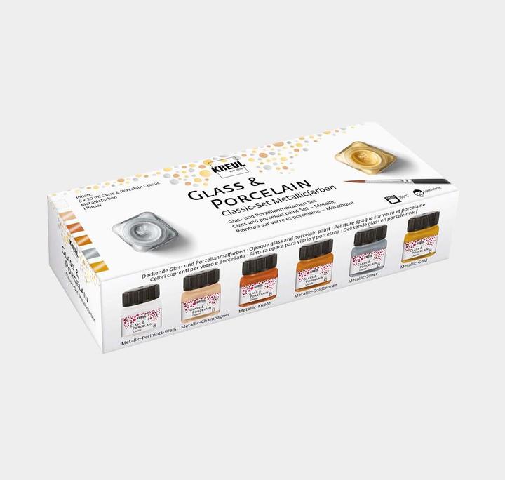 Actual product image Kreul Glass & Porcelain (Metallic silver, Metallic Gold, Metallic copper, Metallic gold bronze, Metallic champagne, 120 ml)