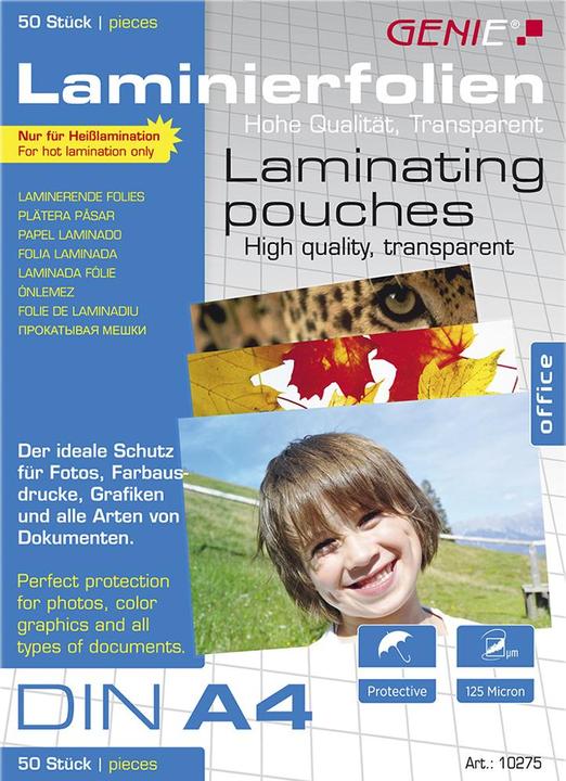 Produktbild Genie Laminiertaschen 4 - Folien. (A4, 50 Stück, 2000 µm)