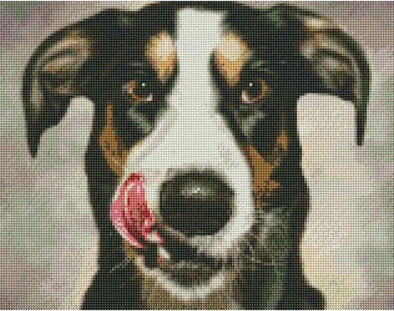 DiamantArt Diamond Painting Welpe 35 x 45 cm, runde Steine