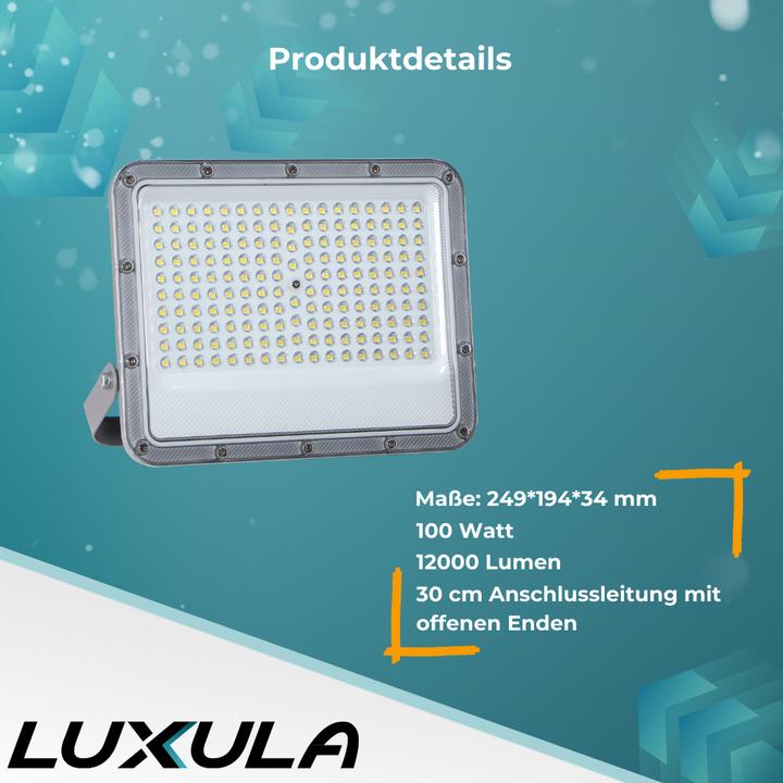 Immagine prodotto Luxula LED-Fluter, EEK: E, 100W, 12000lm, 4000K, IP65, grau (12000 lm, IP65)