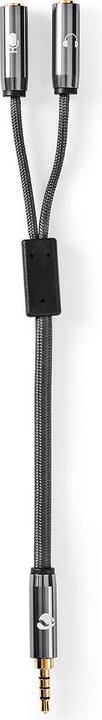 Actual product image Nedis Stereo audio cable - 3.5 mm male - 3.5 mm female - gold plated - 0.20 m - round - anthracite/G (0.20 m, 3.5mm jack (AUX))