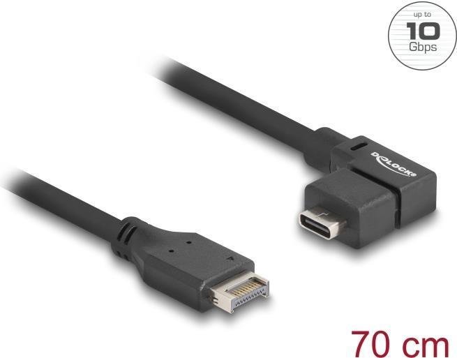 Actual product image Delock USB 10Gbps cable Type-E Key A 20 Pin ST > USB-C BU angled 0.7m (0.70 m, USB 3.2 Gen 2)