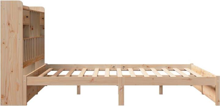 Actual product image VidaXL Solid wood bed Wooden bed Bed double bed with shelf without mattress 200x200cm (200 x 200 cm)