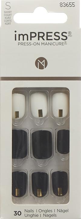 Produktbild KISS Kunstnägel-Set Midnight Drive 30 Stück (Kunstnägel, Weiss, Schwarz)