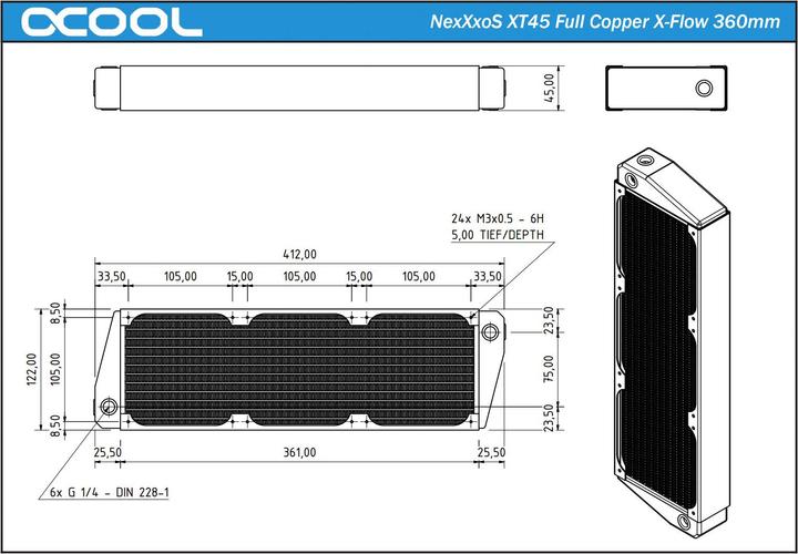 Immagine prodotto Alphacool NexXxoS XT45 Rame pieno X-Flow 360mm (120 mm)