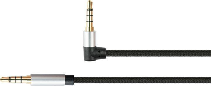 Image du produit Python Câble de connexion audio de haute qualité, prise jack 3,5mm à 4 pôles vers prise jack coudée, Texti (1.50 m, 2,5 mm)