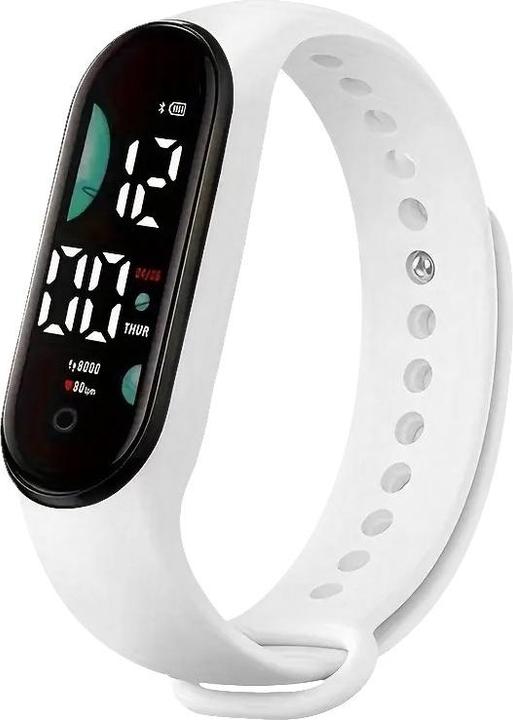 Image du produit Cbx Sport LED-Digitaluhr mit Silikonarmband 12-Stunden-Anzeige Weiss (45 mm)