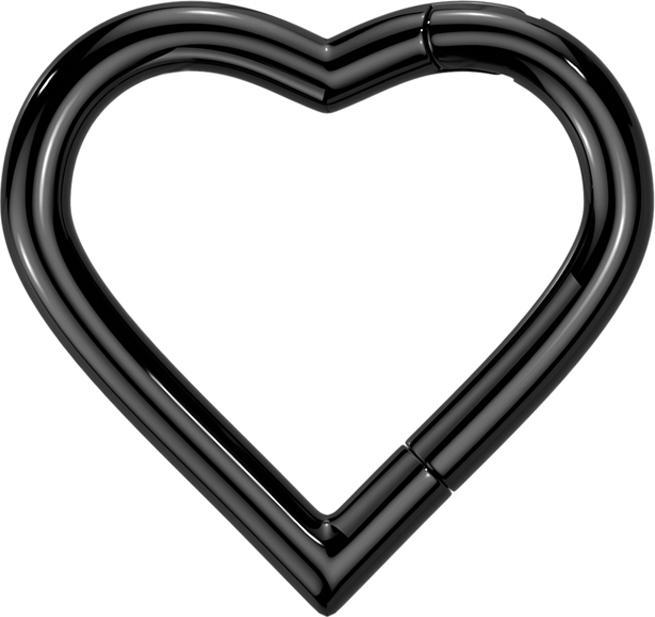 Star Piercing Micro Segmentring klappbar schwarz Herz (ohne Messing, Titan G23)