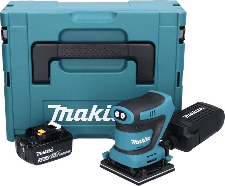 Actual product image Makita DBO 480 F1J Cordless Finishing Sander 112 x 102 mm 18 V + 1x Battery 3.0 Ah - without (Sander)