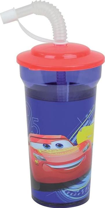 Produktbild geschirrset glas suppenteller, glas strohhalm, 2 sätze kinderbesteck jemini disney cars