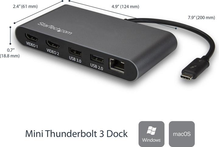 Actual product image StarTech TB3DKM2HD (USB-C, 1 Ports)