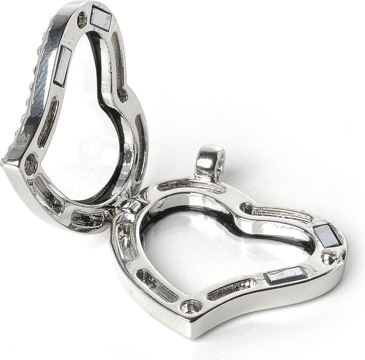 Immagine prodotto Hobby & Crafting Fun Ciondolo a medaglione "Cuore con strass", Ø circa 2,8 cm, metallo/vetro (Metallo)