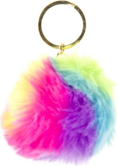 LG-Imports Flauschiger Schlüsselanhänger Regenbogenball, 12Stk.