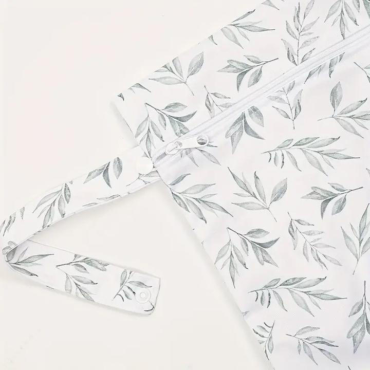 Produktbild ASMI 2 Stück Wetbag Windeltasche Set 36x25cm + 25x19cm Grüne Blätter