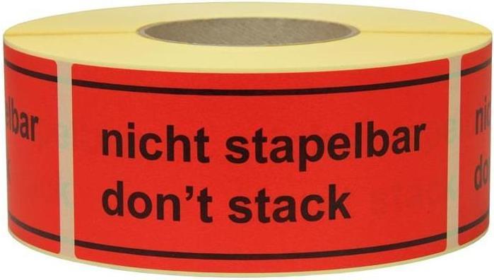 Produktbild Transpak Hinweisetikett Masse 145x70mm Papier rot nicht stapelbar don't stack