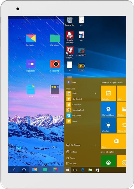 Produktbild e-tab Dual Boot Tablet - Android + Windows 10 (3G, 9.70", 64 GB, Weiss)
