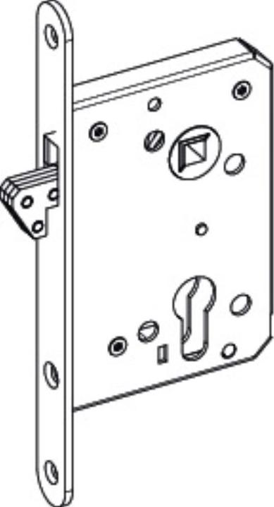 Productafbeelding BKS Insteekslot voor schuifdeuren 0375 PZ 20/55/60/8 mm zilver gekroond Voorste lengte 205 mm (Insteekslot)