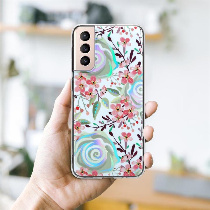 Actual product image Cadorabo IMD TPU Colorful Flowers & Leaves Cover (Samsung Galaxy S21+)