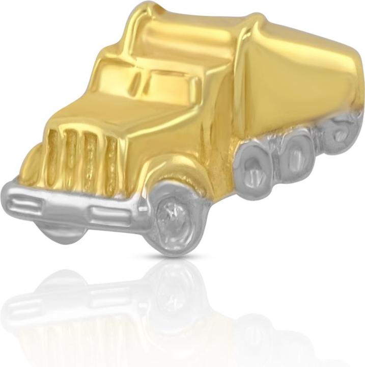 Muau Single ear studs truck bicolor yellow/white gold 750, 7x11mm (750, Weissgold, 18K Gelbgold)
